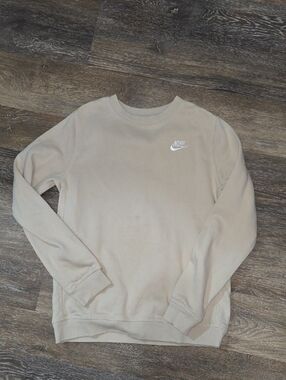 Nike Youth Crewneck Sweatshirt - Beige with White Logo